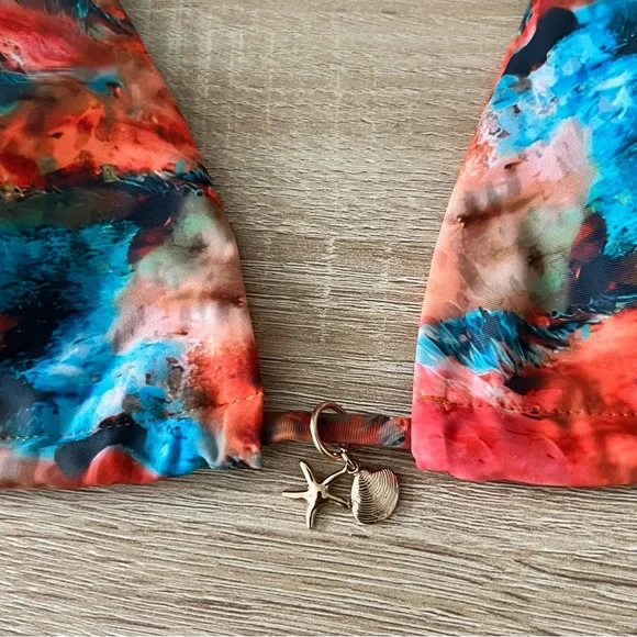 Multicolor Halter Side Tie Thong Bikini Set - Picture 4 of 9